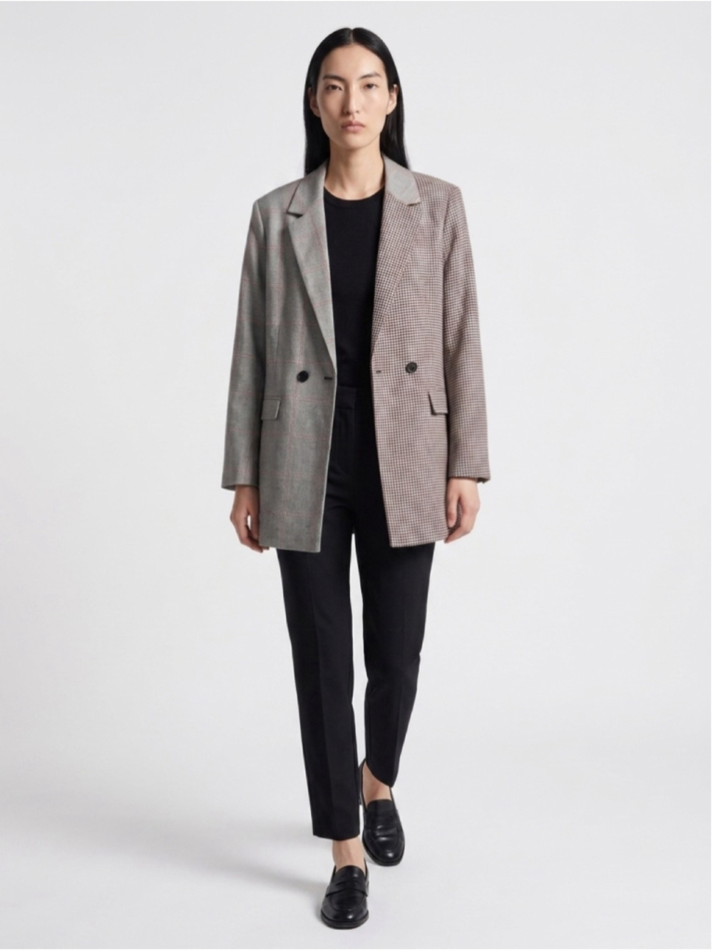 Wool blend blazer, Abercrombie & Fitch, mixed plaid pattern
